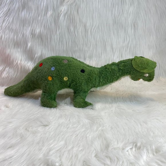 Vintage Polka Dotted Green Brontosaurus Dinosaur 19 1/2" Plush Stuffed Animal - Picture 2 of 13